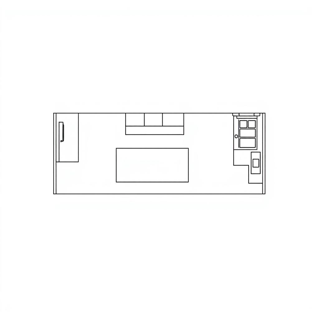 A simple floor plan drawing for a small food stall