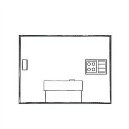A simple floor plan drawing for a small food stall