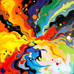 A vibrant and abstract painting representing a spectrum of emotions