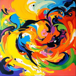 A vibrant and abstract painting representing a spectrum of emotions