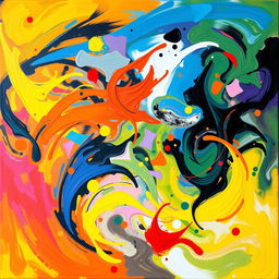 A vibrant and abstract painting representing a spectrum of emotions