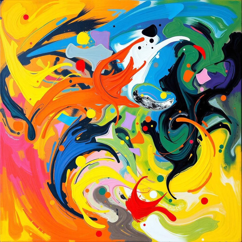 A vibrant and abstract painting representing a spectrum of emotions