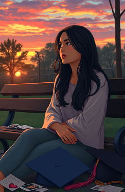 A poignant scene illustrating an emotional journey of love and self-discovery