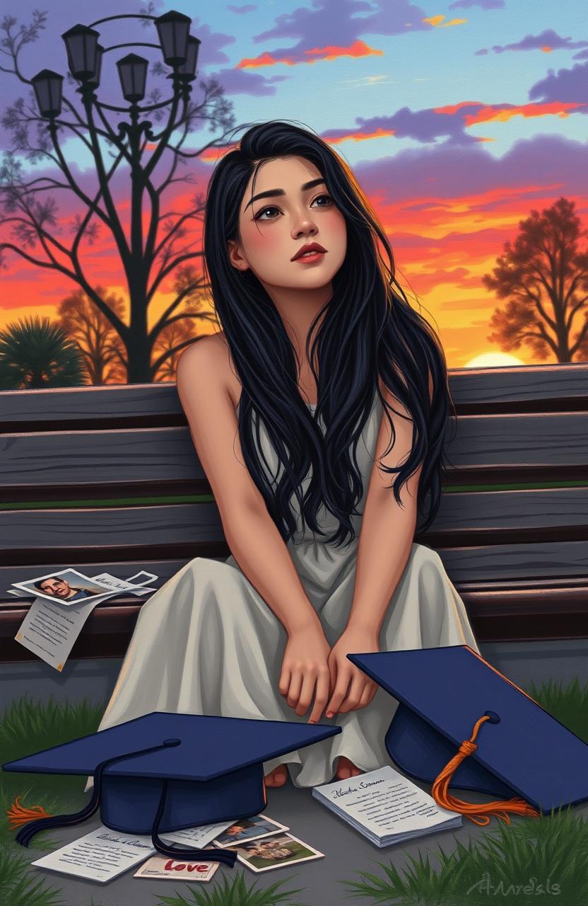 A poignant scene illustrating an emotional journey of love and self-discovery