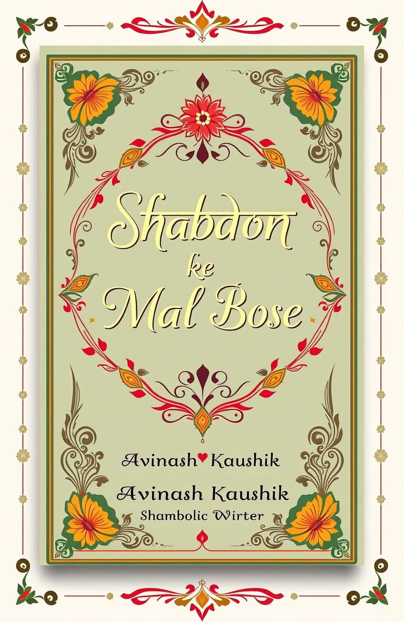 A beautifully designed book cover for a Hindi poetry collection titled 'Shabdon ke Mal Bose'