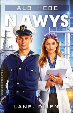A visually striking book cover featuring a male navy officer in a crisp navy uniform, standing confidently with a determined expression