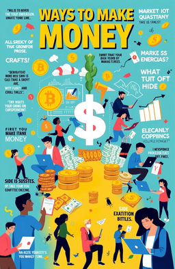 A visually striking concept illustrating various unique and creative ways to make money