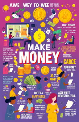 A visually striking concept illustrating various unique and creative ways to make money