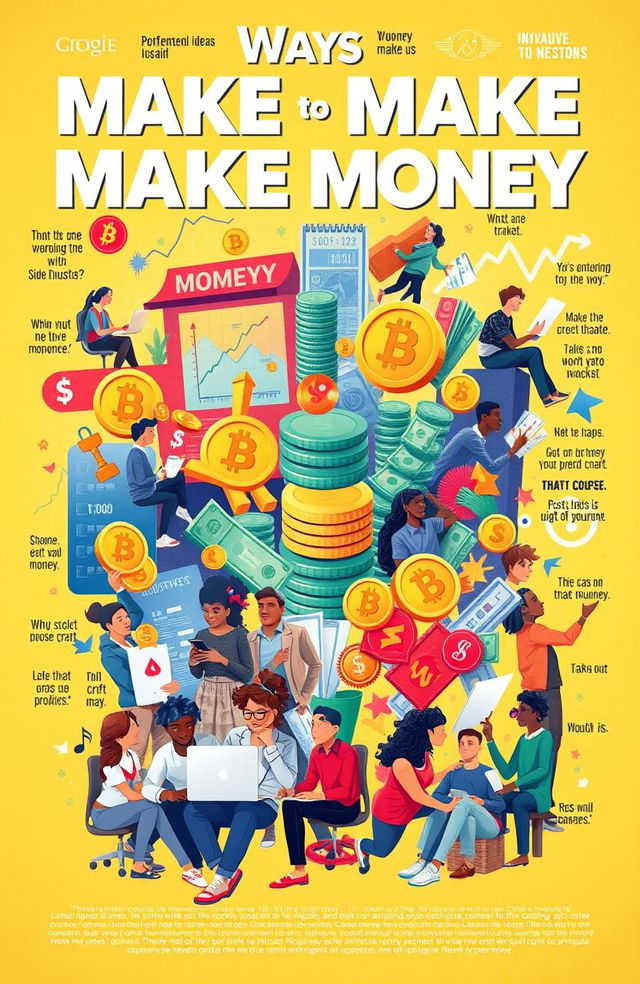 A visually striking concept illustrating various unique and creative ways to make money