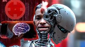 A futuristic cybernetic character, depicted as a humanoid cyborg with elements inspired by advanced robotics