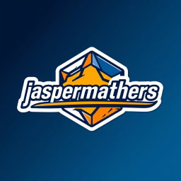 A bold and modern logo design for 'jaspermathers', perfect for a sticker