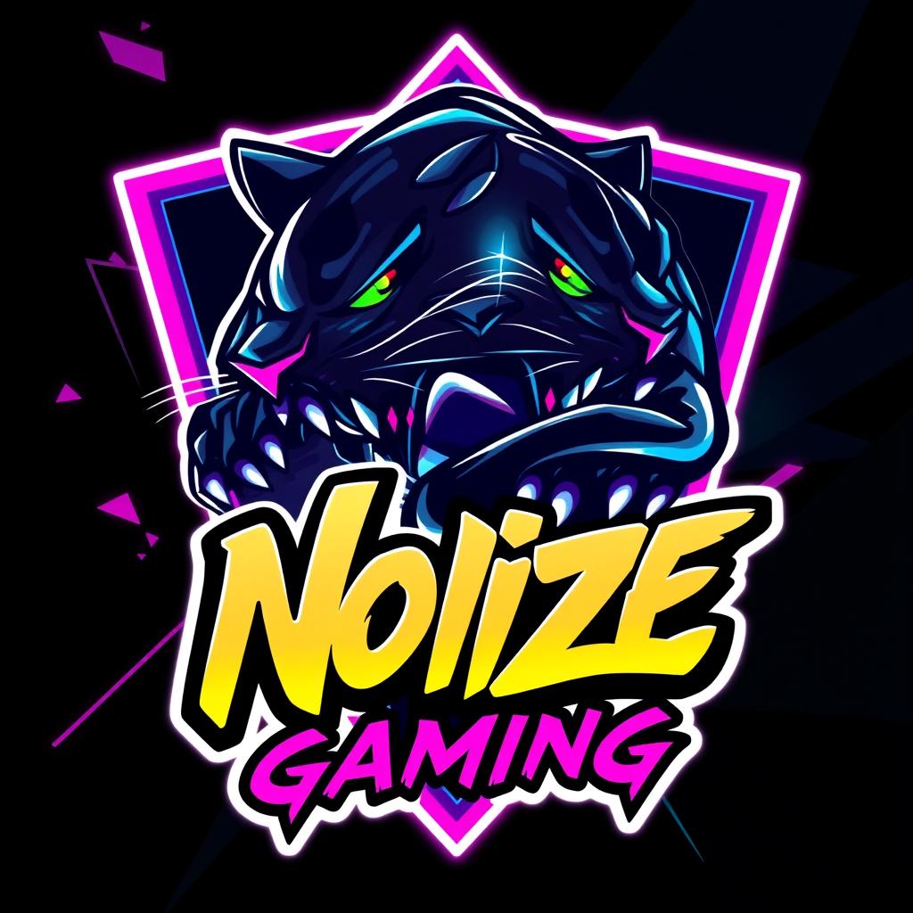 An energetic e-sport logo featuring a dynamic and fierce anime-style black panther design