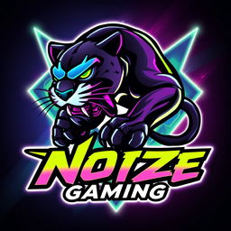 An energetic e-sport logo featuring a dynamic and fierce anime-style black panther design