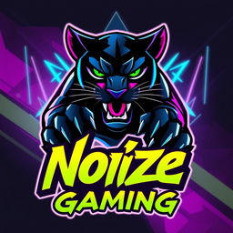 An energetic e-sport logo featuring a dynamic and fierce anime-style black panther design