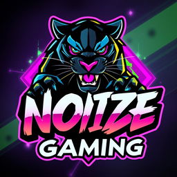 An energetic e-sport logo featuring a dynamic and fierce anime-style black panther design