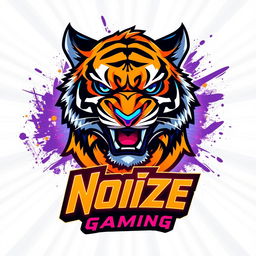 A dynamic and vibrant esports logo featuring a fierce anime-style tiger at the center