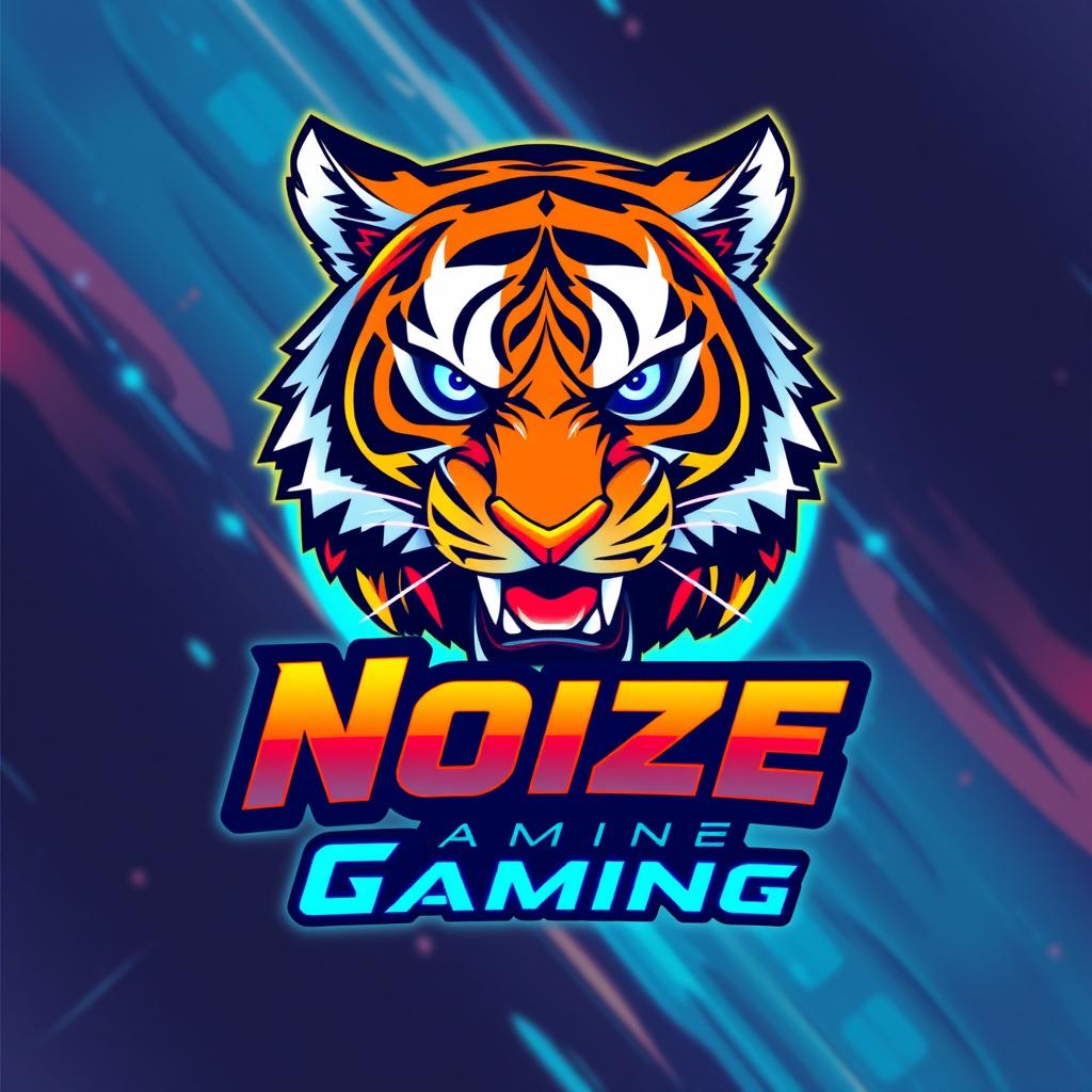 A dynamic and vibrant esports logo featuring a fierce anime-style tiger at the center