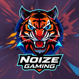 A dynamic and vibrant esports logo featuring a fierce anime-style tiger at the center