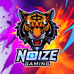 A dynamic and vibrant esports logo featuring a fierce anime-style tiger at the center