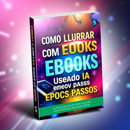 A captivating and vibrant eBook cover design for 'Como Lucrar com Ebooks Usando IA em Poucos Passos'
