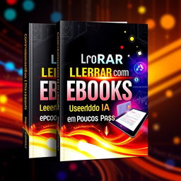 A captivating and vibrant eBook cover design for 'Como Lucrar com Ebooks Usando IA em Poucos Passos'