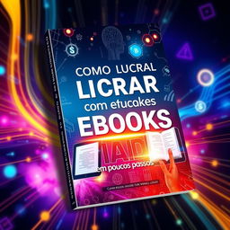 A captivating and vibrant eBook cover design for 'Como Lucrar com Ebooks Usando IA em Poucos Passos'