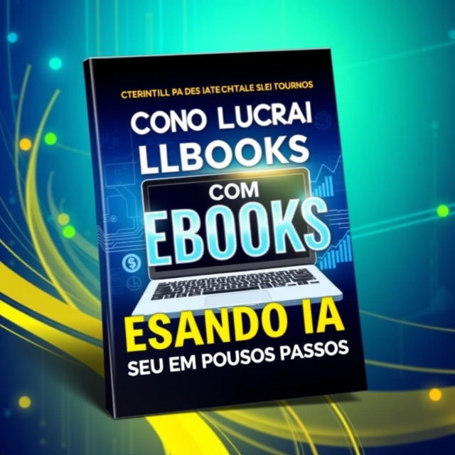 A stunning and attention-grabbing eBook cover design for 'Como Lucrar com Ebooks Usando IA em Poucos Passos'