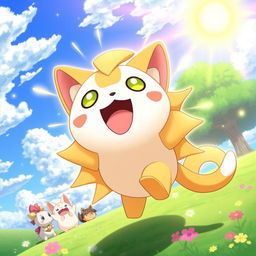An enchanting illustration featuring Solornyan, the Sun-themed Yo-kai from Yo-kai Watch