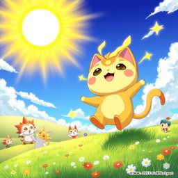 An enchanting illustration featuring Solornyan, the Sun-themed Yo-kai from Yo-kai Watch