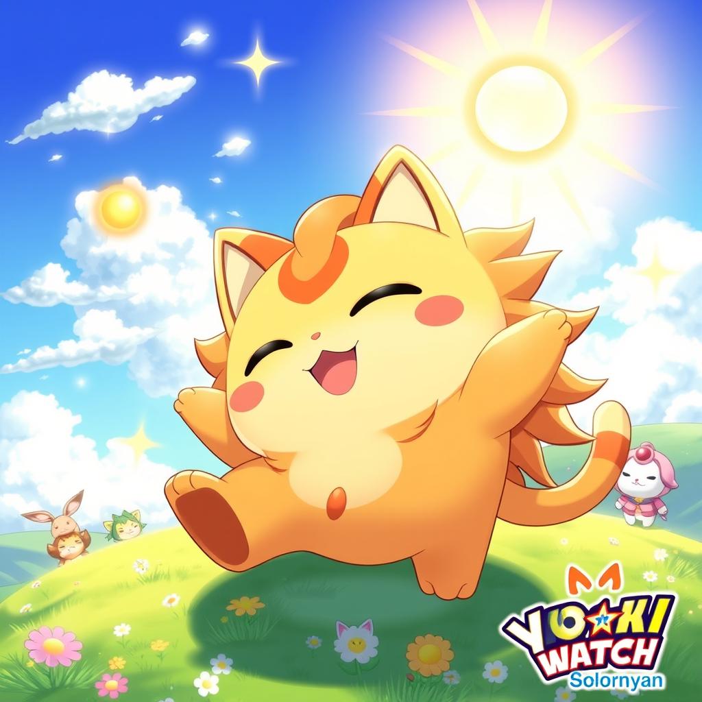 An enchanting illustration featuring Solornyan, the Sun-themed Yo-kai from Yo-kai Watch