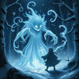 A captivating illustration depicting the legend of a mysterious Yokai known for freezing its victims