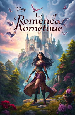 An enchanting book cover design featuring a stunning fantasy landscape that encapsulates adventure and magic