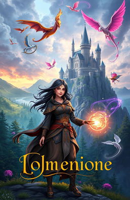An enchanting book cover design featuring a stunning fantasy landscape that encapsulates adventure and magic