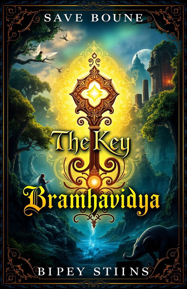 A captivating book cover for a fantasy adventure titled 'The Key to Bramhavidya'