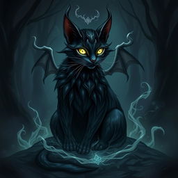 A demon cat warden, showcasing an intricate design with various shades of dark colors