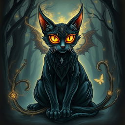 A demon cat warden, showcasing an intricate design with various shades of dark colors