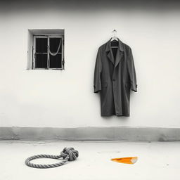 A minimalistic black and white composition featuring the wall of an old house