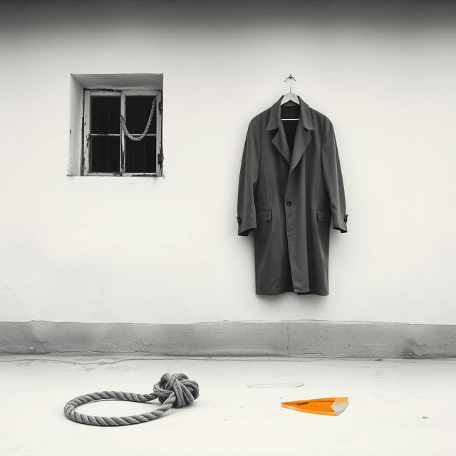 A minimalistic black and white composition featuring the wall of an old house