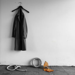 A minimalistic black and white composition featuring the wall of an old house