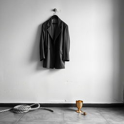 A minimalist black and white image depicting the wall of an old house, with textures showcasing age and wear