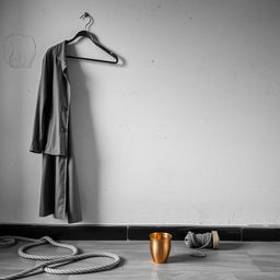 A minimalist black and white image depicting the wall of an old house, with textures showcasing age and wear