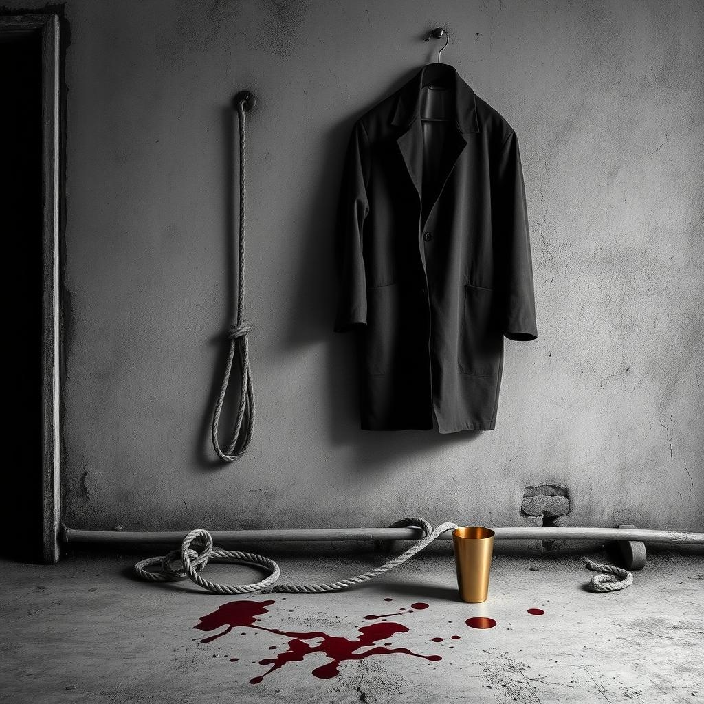 A desolate scene depicting the wall of an old, weathered house in a minimalist art style