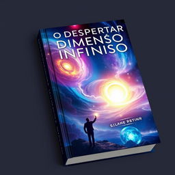A captivating book cover for 'O Despertar da Dimensão Infinita'
