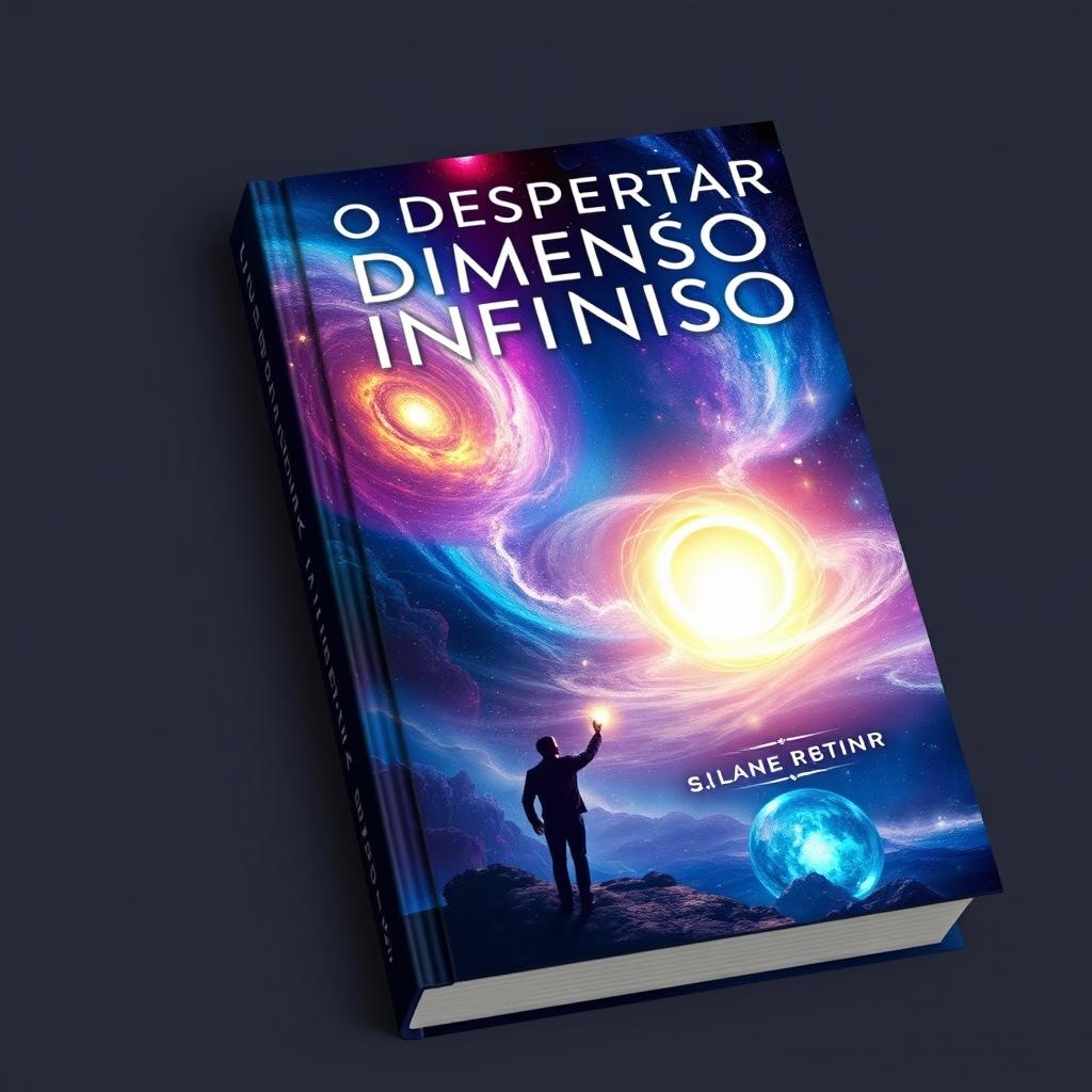 A captivating book cover for 'O Despertar da Dimensão Infinita'