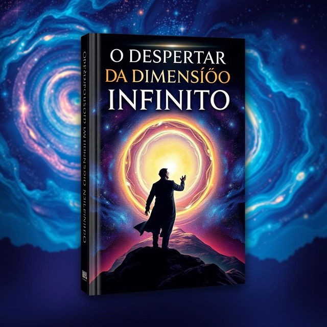 A captivating book cover for 'O Despertar da Dimensão Infinita'