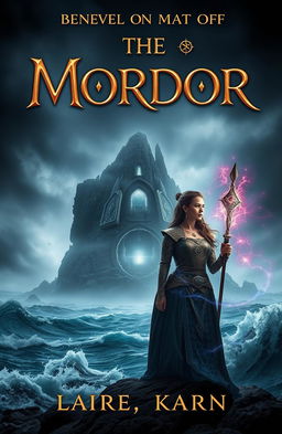A captivating book cover featuring a dark and misty island in the background, shrouded in fog and surrounded by a turbulent, crashing ocean