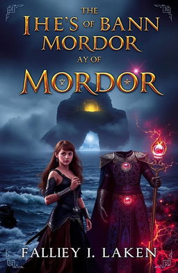 A captivating book cover featuring a dark and misty island in the background, shrouded in fog and surrounded by a turbulent, crashing ocean