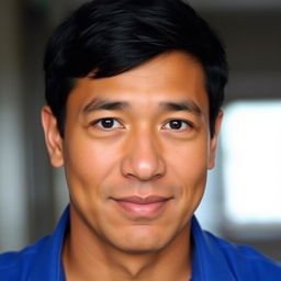 A portrait of a male person with a square-shaped head