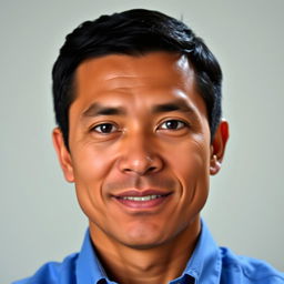 A portrait of a male person with a square-shaped head