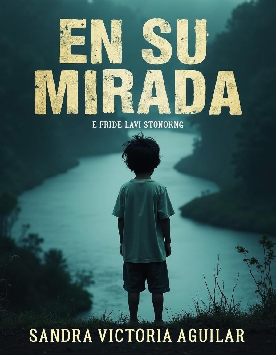 A thrilling book cover design for the novel titled "En su mirada" by author Sandra Victoria Aguilar